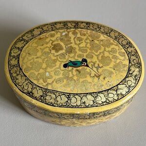 Decorative Yellow and Gold Oval Box